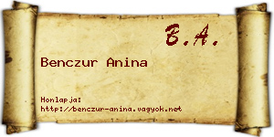 Benczur Anina névjegykártya